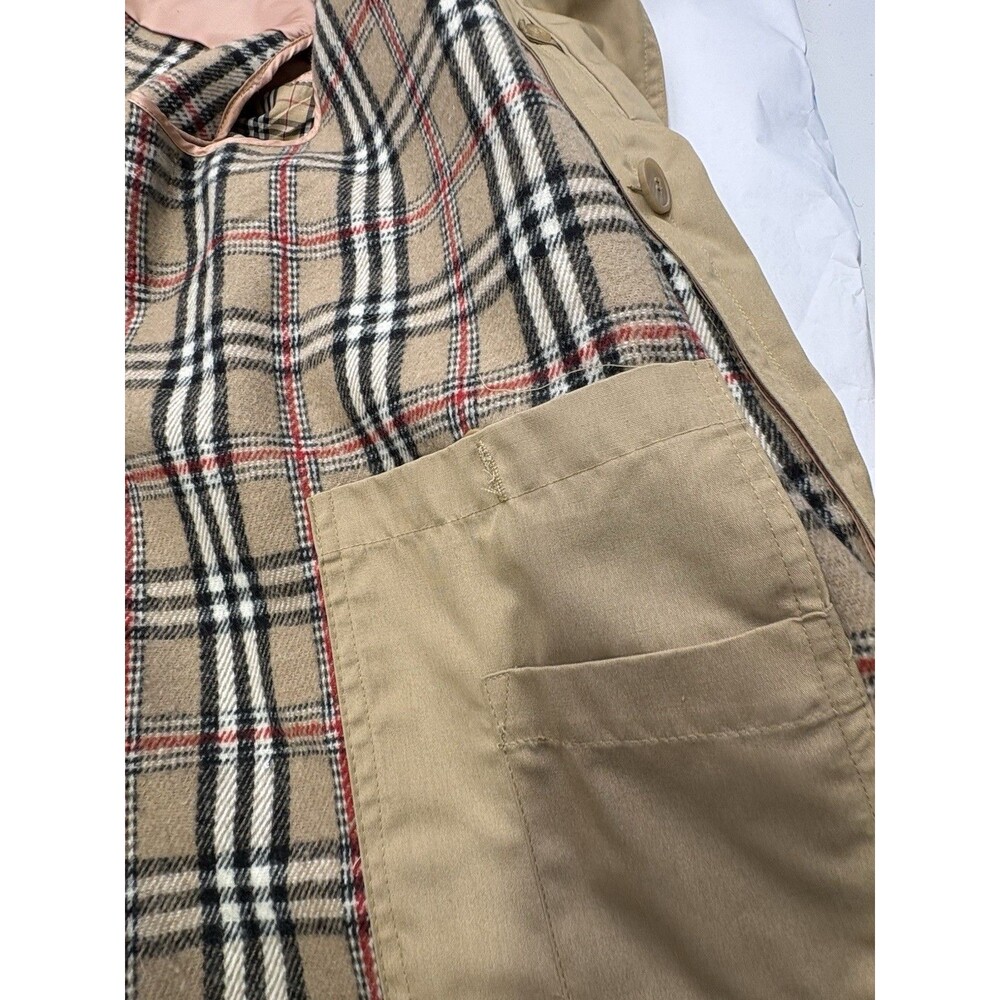 Vintage Repp Ltd Trench Coat Mens 42 Tan Plaid Lined Belted Korea - Picture 11 of 16